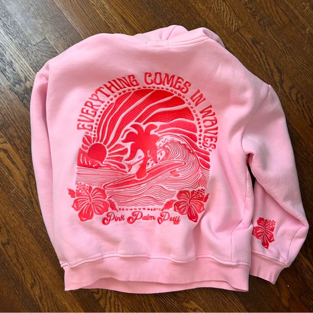 Pink Palm Puff Hoodie Sz M